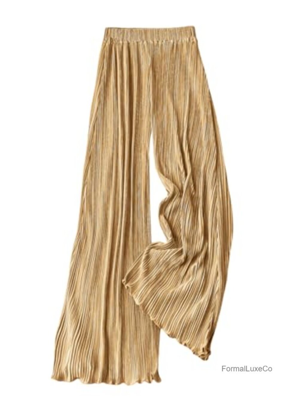 Women's Silk Satin Pleated Palazzo Pants High Waist Wide Leg Dressy